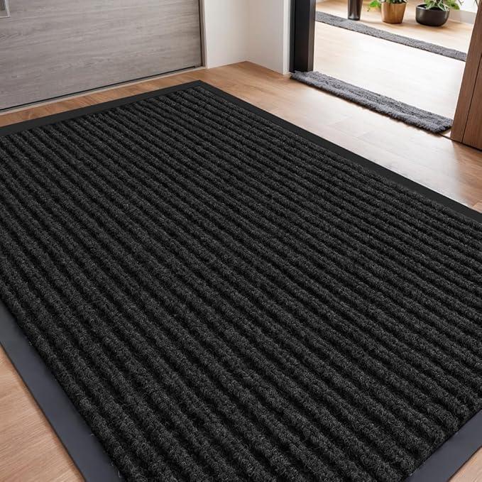 SRDDQLC Door Floor Mat Commercial Grade Large Size Heavy Duty Tough Entry Collection Slip Skid Entrance Mat with Rubber Backing Low Profile (Black, 4x6FT) - NeatNest