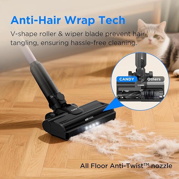 Candy Cordless Vacuum Cleaner,45Mins Vacuum Cleaners for Home,Stick Strong Suction Vacuum,Self-Standing,Removeable Battery,Anti-tangle,One Click Clean,Handheld for Pet Hair,Hardwood Floors,Carpets,Car - NeatNest