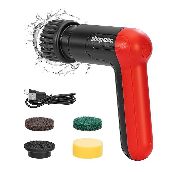 Shop-Vac Cordless Spin Scrubber, 2-Speed (180/240RPM) Electric Cleaning Brush with 5 Multi-Surface Heads, 2000mAh Battery, 60-Min Runtime, for Kitchen & Bathroom - NeatNest