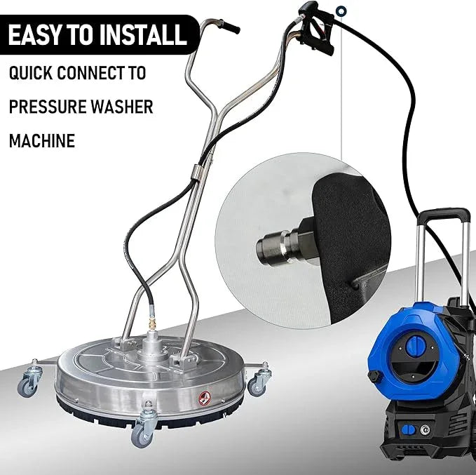 Hourleey 30" Pressure Washer Surface Cleaner with Dual Handles, Stainless Steel Surface Cleaner with 4 Wheels for Driveways, Pathway, Sidewalks, Patios, Decks, 4500 PSI with 3/8" Quick Connector Kit - NeatNest