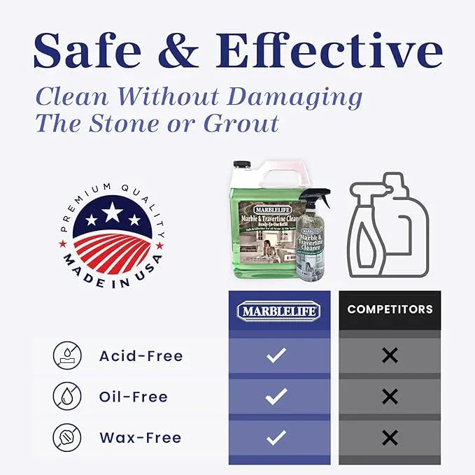 Marblelife InterCare Marble and Travertine Cleaner, Natural Stone & Terrazzo Liquid Cleaner, Shower & Tile Surface Care, Floor, Walls & Countertop Cleaner and Degreaser, Refill Gallon - NeatNest