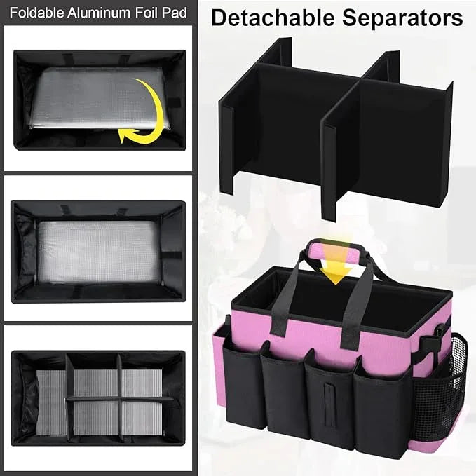 Wearable Large Cleaning Caddy Bag for Housekeeper, Clean Supply Organizer with Adjustable Shoulder, Waist & Handle Straps, Detailing Bag for Kitchen Supplies (Pink) - NeatNest