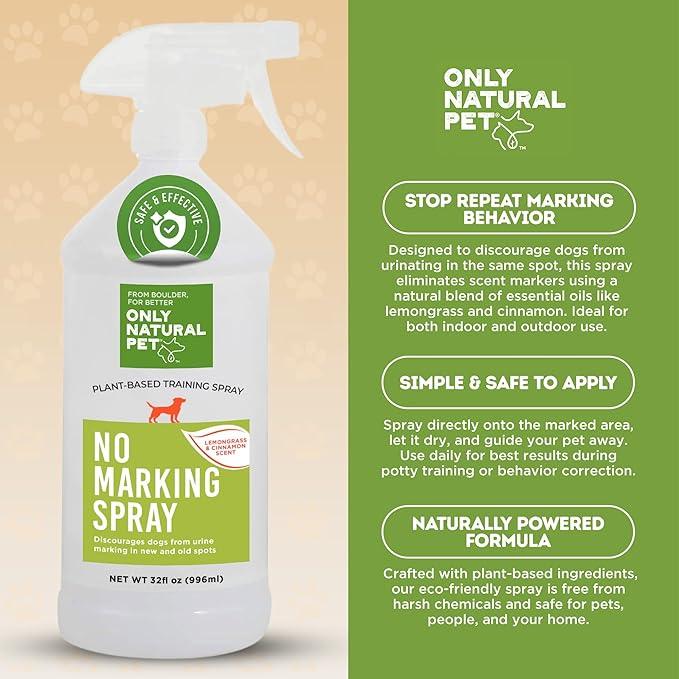 ONLY NATURAL PET No Marking Deterrent Spray for Dogs – Indoor Outdoor Urine Prevention - Stain & Odor Eliminator - Potty Pet Training Aid to Deter Peeing or Marking Carpet or Furniture – 32 Fl Oz - NeatNest