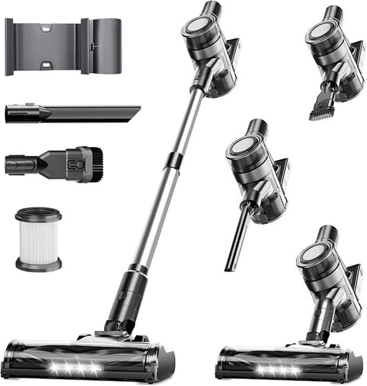 Cordless Vacuum Cleaner, 35Kpa Vacuum Cleaner for Home, 45Mins Stick Vacuum with LED Display, Anti-Tangle & Wall Mount Charging, 6 in 1 Lightweight Vacuum for Hard Floors, Carpet, Pet Hair (black) - NeatNest