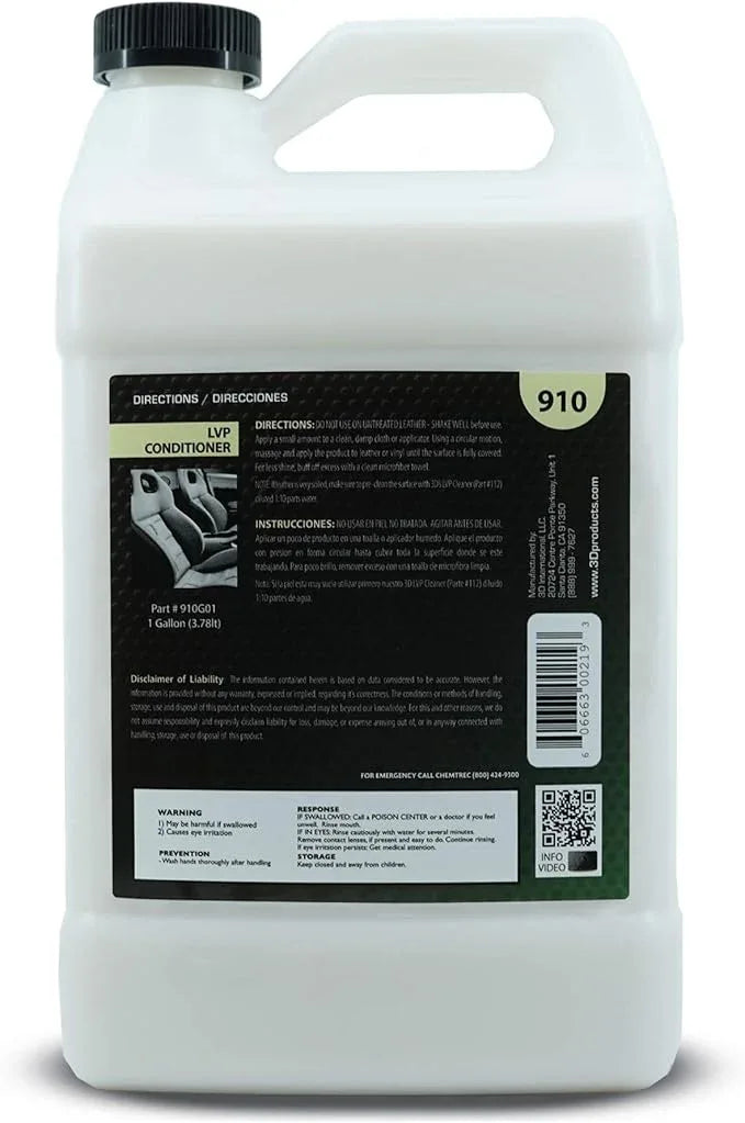 3D Leather, Vinyl & Plastic Conditioner | Restores, Conditions & Protects Car Interiors | Non-Greasy UV Protection for Seats, Steering Wheels, & Trim |1 Gallon - NeatNest