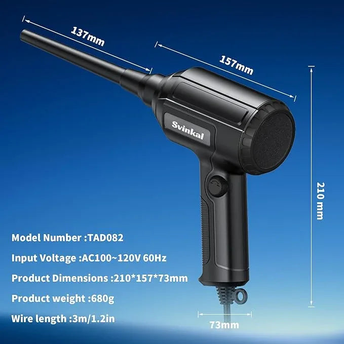 Compressed air Duster Electric 500W, Canned air Replacement, 40000RPM Air Blower, Stepless Speed, an AC dust Blower with 6ounces of Blowing Power for Computer Keyboards etc Electronic Duster - NeatNest