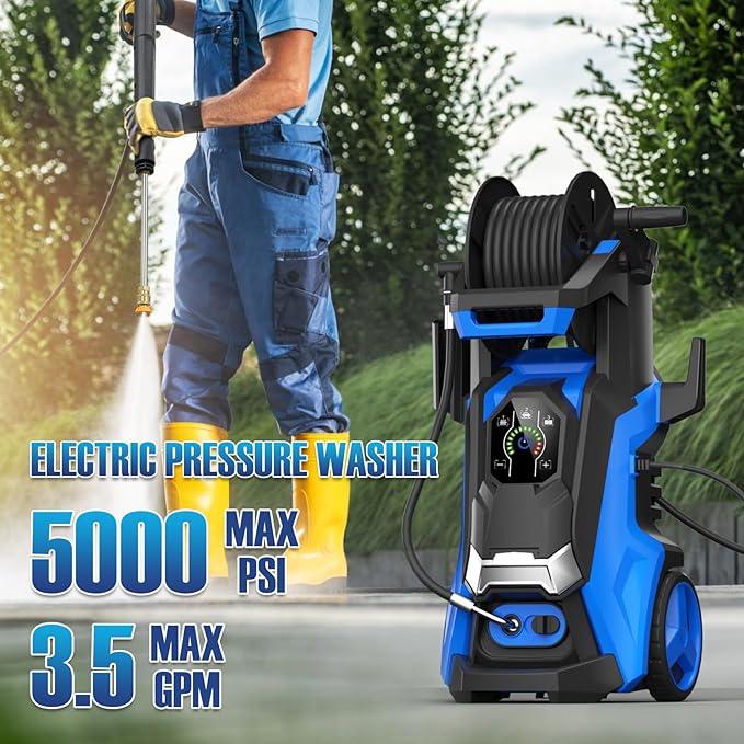 Pressure Washer with Touch Screen, 5000PSIIMAX Power Washer, Foam Cannon and 4 Quick Connect Nozzles, High Pressure Cleaning Machine for Cars/Fences/Driveways - NeatNest