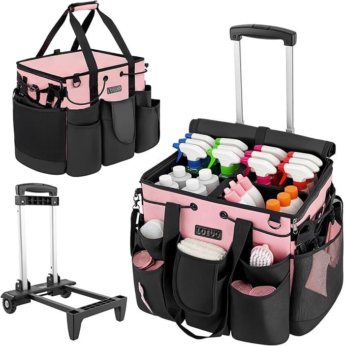 Large Cleaning Caddy for Cleaning Supplies Organizer, Rolling Cleaning Caddy Bags with Wheels for Housekeepers, Cleaning Carts on Wheels for Home Car Office Picnic - NeatNest