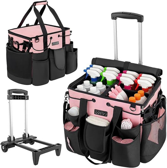 Large Cleaning Caddy for Cleaning Supplies Organizer, Rolling Cleaning Caddy Bags with Wheels for Housekeepers, Cleaning Carts on Wheels for Home Car Office Picnic - NeatNest