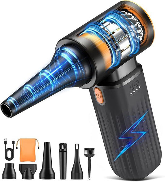 Compressed Air Duster, 260000RPM Cordless Electric Air Blower with Brushless Motor, 3-Speed Adjustable & Rechargeable – Powerful Dust Cleaner for Keyboard, Computer, Car, Outdoor, Air Bed - NeatNest