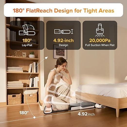roborock F25 LT Wet Dry Vacuum Cleaner and Mop, 20000Pa Cordless Vacuum Mop Combo, 194°F High Temperature Self Cleaning & Hot Air Flash Drying, 180° Lie-Flat Hard Floor Cleaner, Edge to Edge Cleaning - NeatNest