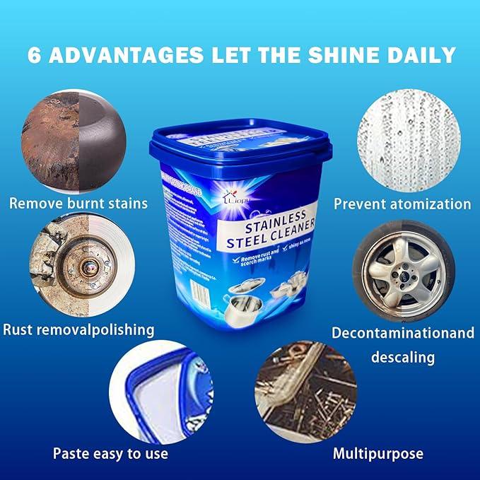 Liapu Stainless Steel Cleaner Paste – Heavy Duty Polish for Cookware, Sink, Grill, Pots & Pans – Restores Shine, Removes Rust & Stains – Safe for Kitchen & Appliances (2) - NeatNest