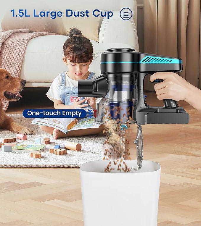 NADALY Cordless Vacuum Cleaner for Home, 8-in-1 Powerful Stick Vacuum Cordless with 45Mins Runtime, Anti-Tangle, Lightweight, 1.5L Dust Cup, Rechargeable Vacuum for Hardwood Floor Carpet Pet Hair - NeatNest