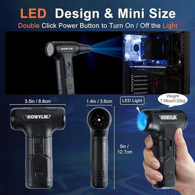 Compressed Air Duster, 220,000RPM Strong Compressed Air, Brushless Canned Air Duster for Computer with LED, 3 Speed Speed Mini Blower Air Blower for Car, Computer, Keyboard - NeatNest