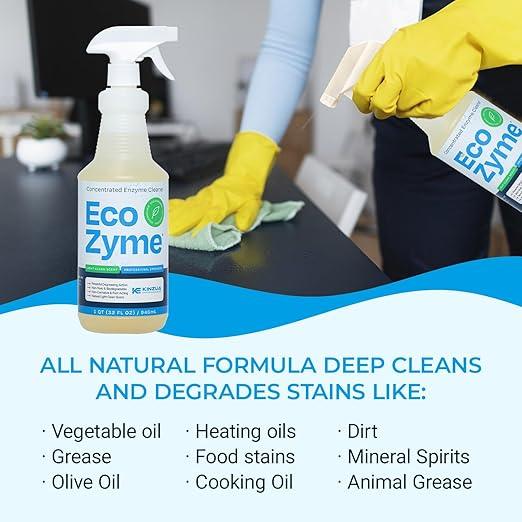 KINZUA ENVIRONMENTAL Eco-Zyme, Enzyme Cleaner Concentrate with Professional Strength, Multipurpose Cleaner Concentrate & Kitchen Degreaser Spray for Floor, Carpet, Concrete, Walls & More, 32 fl oz - NeatNest