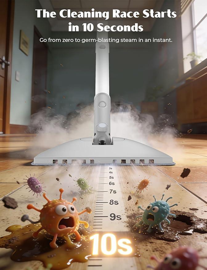 10-in-1 Steam Mop, Detachable Handheld Steam Cleaner, Multi & Up Steamer for Cleaning with 350ml Tank,10s Heat-Up, 23Ft Cord, 248°F 1200W Powerful Floor Steam Mop for Hardwood Floors, Grout, Carpet - NeatNest