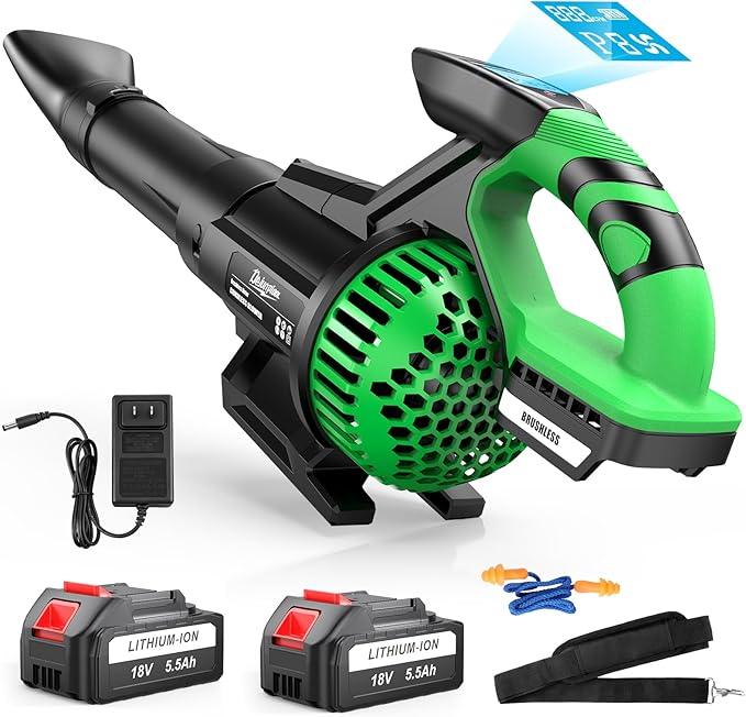 Leaf Blower Cordless with Battery and Charger, 2X 5500 mAh Batteries, 710 CFM/180 MPH Brushless Electric Leaf Blower with Shoulder Strap, 3-Speed Modes, Handheld Blowers for Lawn Garden Yard Care - NeatNest