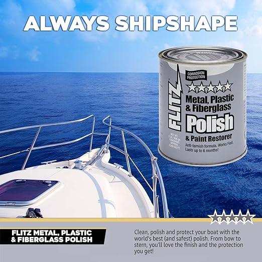 Flitz Multi-Purpose Metal Polish Paste - 2lb Can of USA-Made Chrome Polish - Works on Stainless Steel, Aluminum, Plastic, Jewelry and Cars - Non-Abrasive Cleaner & Rust Remover (12 Pack) - NeatNest