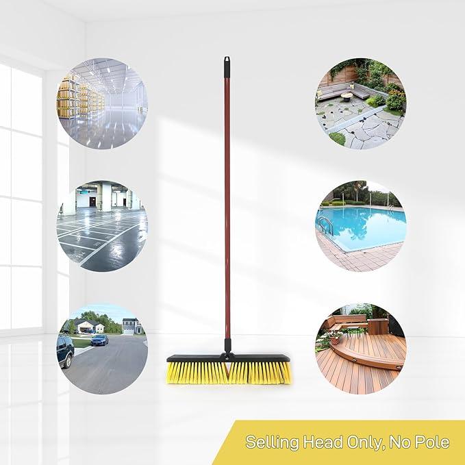 FRAXIR 4PCS Push Broom Head Outdoor Large Stiff Bristle Broom Head - Excellent Cleaning Performance - Easy Installation Broom Head(18 inches) - NeatNest