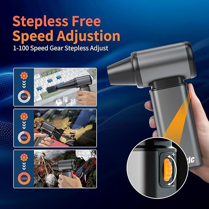 Compressed Air Duster, Stepless Speed Electric Air Duster, Metal Shell Air Blower with Brushless Motor, 120000 RPM Keyboard Cleaner Replaces Canned Air for Outdoors, Car, Home Cleaning - NeatNest