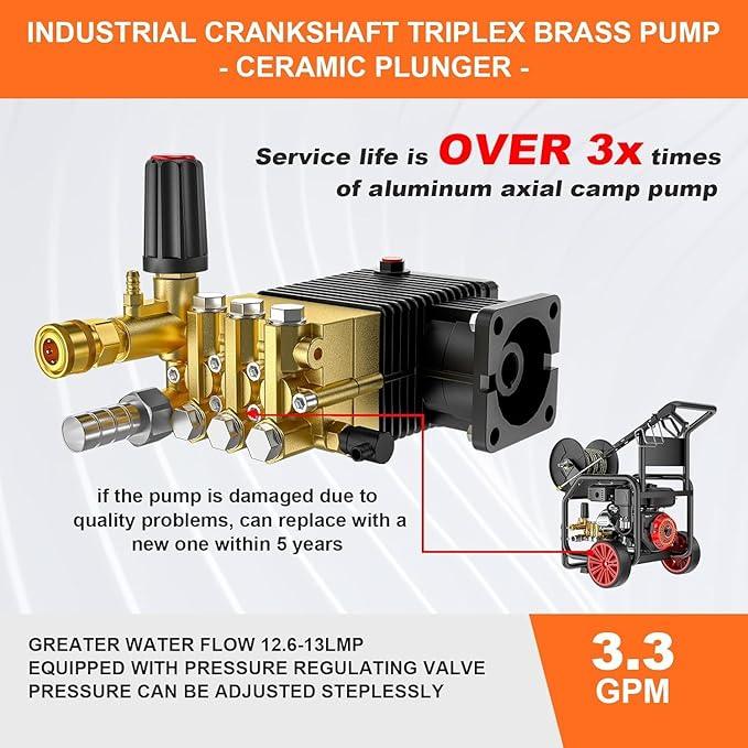 3600PSI Gas Pressure Washer with Hose Reel, 3.3 GPM, One-Button Electric Start 212cc 7HP Commercial Pressure Washer with 50FT 3/8" Hose, Spray Gun & Wand, 5 Quick Connect Nozzles - NeatNest