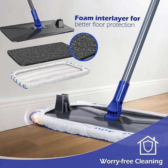 Masthome Microfiber Mop,Large Surface Flat Mop with 5 Reusable Pads,Hardwood Floor Mops for Dry and Wet Use,Microfiber Mops for Floor Cleaning-1 Cleaning Scraper Included - NeatNest