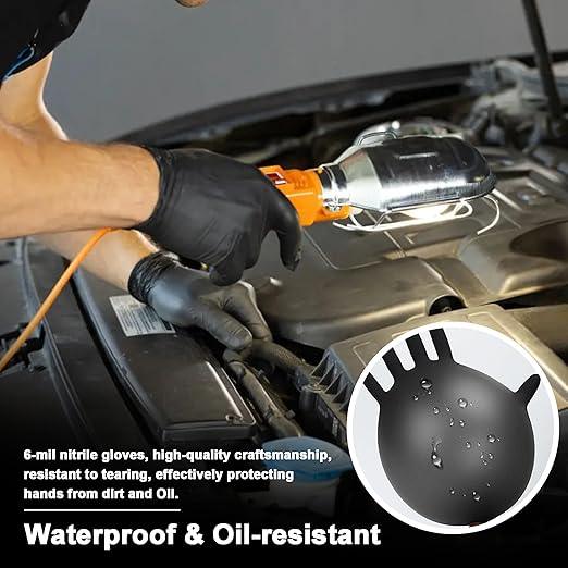 Disposable Nitrile Gloves, Chemical Resistant, Powder and Latex Free, Food Safe, Black Heavy Duty Gloves, 6 Mil, 100 Count, Large - NeatNest