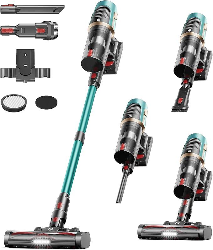 Cordless Vacuum Cleaner, Upgraded 580W 48KPA 65Mins Vacuum Cleaners for Home, Cordless Stick Vacuum Cleaner with Self-Standing and LED Screen, Anti-Tangle Wireless Vacuum for Pet Hair/Carpets/Floors - NeatNest