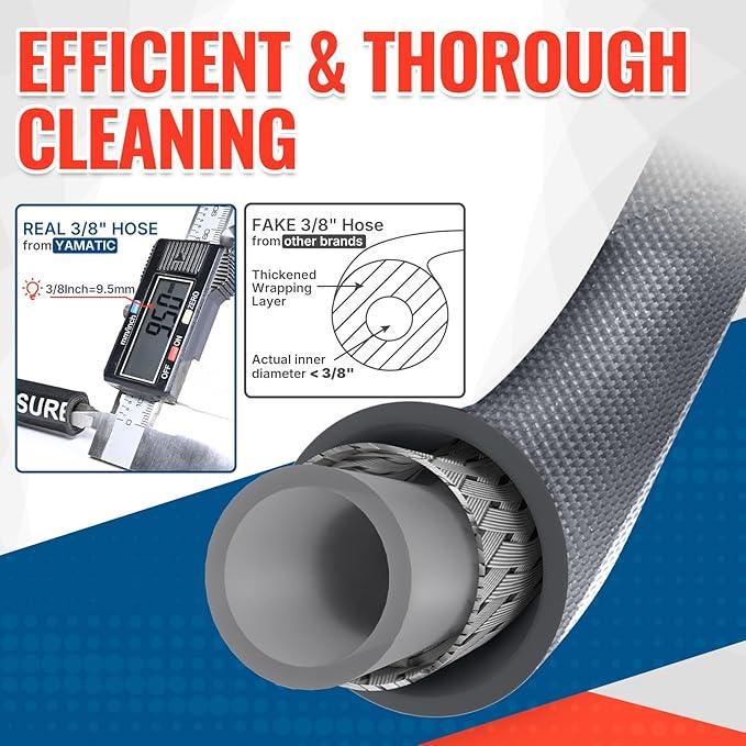 YAMATIC Pressure Washer Hose 50 FT, 5/16" Non-Marking Hot Water Use, 4000 PSI Steel Wire Braided Rubber Jacket – Replacement Power Washer Hose for Commercial Use - NeatNest