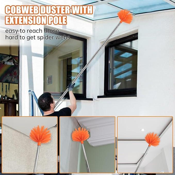Ceiling Fan Cleaner Duster with 60 inch Extension Pole, Dusters for Cleaning High Ceiling Fan Blades, Dusters Kit with Storage Bag, Cleaning Tools for Families (14pcs) - NeatNest