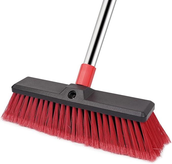 Honclea 14” Push Broom with 70” Adjustable Handle - Heavy Duty Outdoor Broom for Shop, Garage, Patio, Driveway, Yard & Deck Cleaning - NeatNest