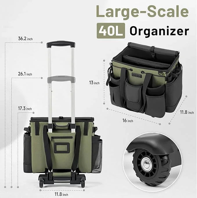 Large Cleaning Caddy for Cleaning Supplies Organizer, Rolling Cleaning Caddy Bags with Wheels for Housekeepers, Cleaning Carts on Wheels for Home Car Office Picnic - NeatNest