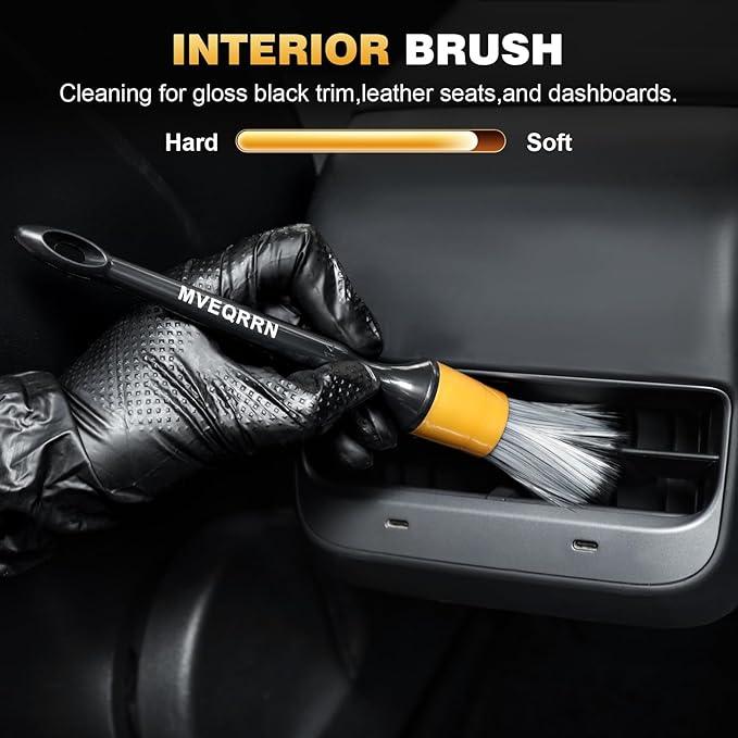 7PCS Car Detailing Brush Set,Boar’s Bristle Car Cleaning Detail Brush kit,Ultra Soft No Scratch Car Dust Brush,Car Interior Detailing Brushes Kit,Detail Brush Car Detailing for Interior Exterior(gold) - NeatNest
