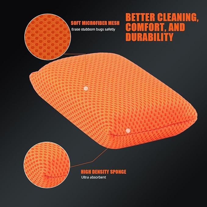 SPTA Mesh Bug Sponge, Bug Remover Car Wash Sponge for Cleaning Bugs and Tar, 4.8 inch by 3.2 inch, Cars Exterior - Ultra Soft Mesh Car Wash Sponges Non Scratch -10 Pack/Sets -WF020B10 - NeatNest