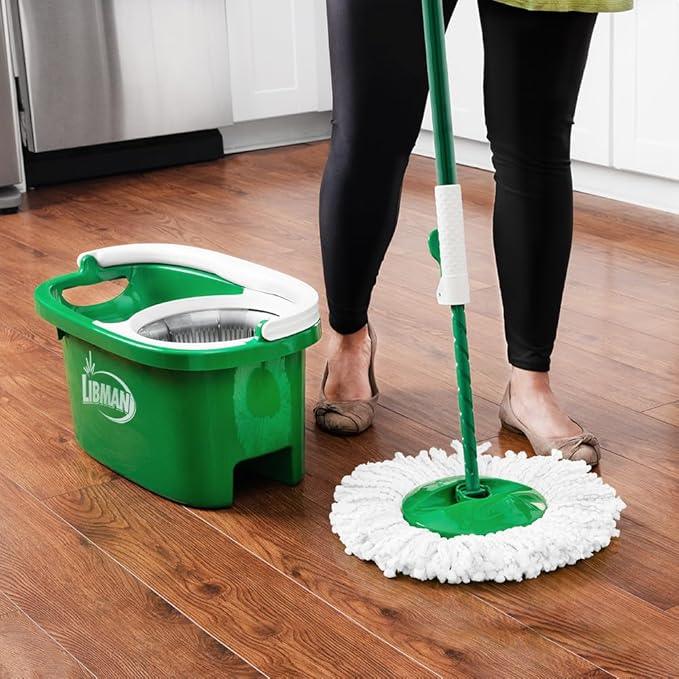 Libman Tornado Spin Mop System with 2 Refill Heads, Microfiber Spinning Mop and Bucket with Wringer Set for Home, Floor Cleaning of Hard-Wood, Laminate, Tile, All Surface Cleaner, 3 Total Mop Heads - NeatNest