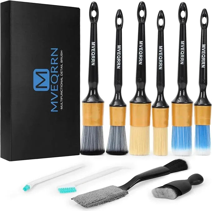 10PCS Car Detailing Brush Set,Boars Hair Car Cleaning Detail Brush kit,Ultra Soft No Scratch Car Dust Brush,Car Interior Detailing Brushes Kit,Detail Brushes Car Detailing for Interior Exterior(gold) - NeatNest