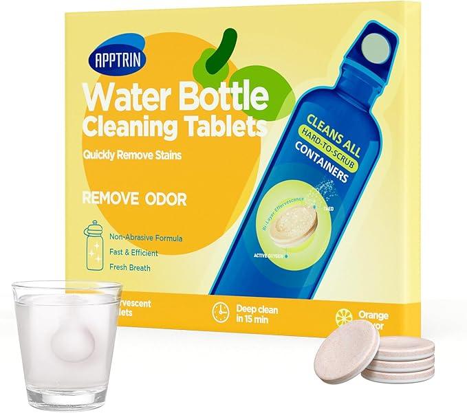 Water Bottle Cleaning Tablets, Bottle Clean Tablet for Hydration Bladders, Stainless Steel, Tumblers, and Glass Bottles, 36 count (Pack of 1), Orange - NeatNest