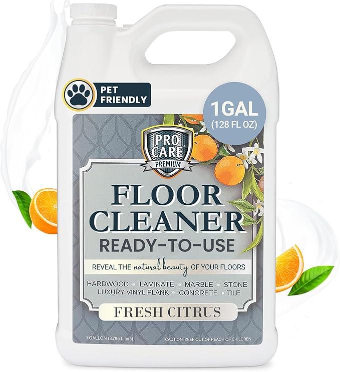 ProCare Floor Cleaner (Made in USA) | Tile, Stone, Laminate, Vinyl & Natural Wood Floor Cleaner for Mopping, Household Supplies, Cleaning Solution with Citrus Aroma - 1 Gal (128 Fl Oz) - NeatNest