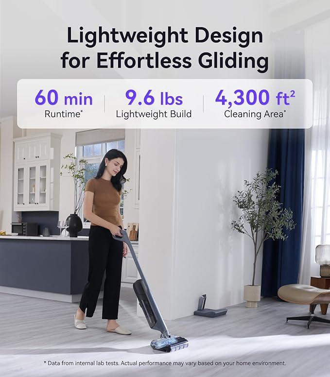 NARWAL S30 Pro Wet Dry Vacuum Cleaner with 20000Pa Suction, Cordless Vacuum Mop for Hard Floors, Tangle-Free Hair-Cutting, 180° Lie Flat, 194°F Self-Cleaning, Disposable Waste Bag, Edge Cleaning - NeatNest