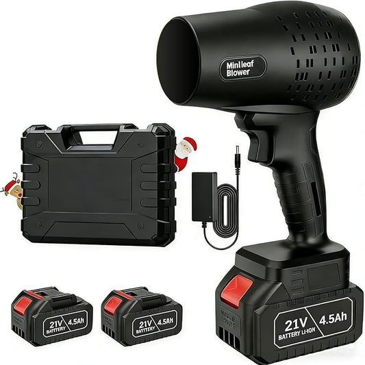 Leaf Blower Cordless with Battery and Charger,21V Electric Handheld Leaf Blower, 950000RPM Powerful Fan with Adjustable Speed, Lightweight Blower for Patio, Lawn, Blowing Leaves and Snow(Coal)