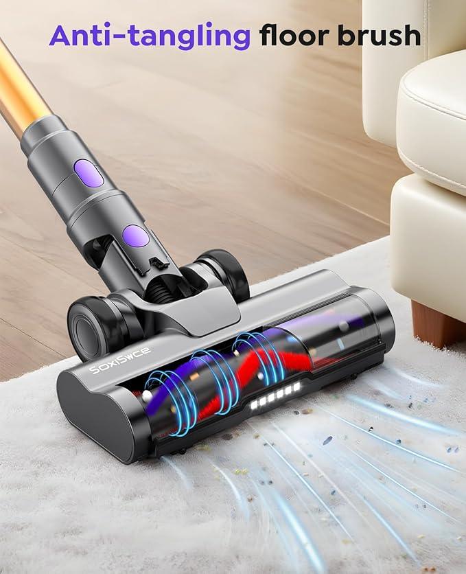 Cordless Vacuum Cleaner, 50KPA Powerful Suction, 70Min Runtime Vacuum Cleaners for Home, Self-Standing Stick Vacuum with Charging Dock Station,Anti-Tangle Brush for Home Pet Hair/Carpet/Hardwood Floor - NeatNest