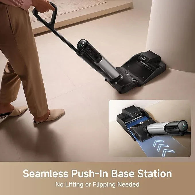 Mova X4 Pro Wet Dry Vacuum Cleaner, 20000Pa Cordless Vacuum Mop with Zero Tangle, Hot Water Mopping for Sticky Messes,194℉ Hot Air Self Drying, 180° Lie Flat, Push-in Charging Station, LED Display - NeatNest