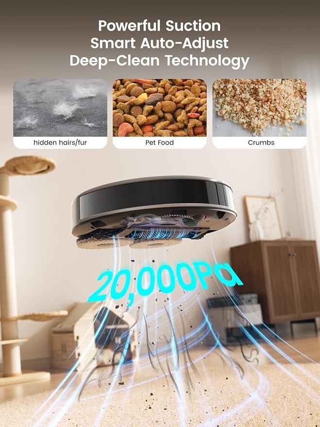 Lefant LiDAR Robot Vacuum and Mop, 20000Pa Suction, 90-Day Self-Emptying, Obstacle Avoidance, Auto Mop Washing&Drying, All-in-One for Pet Hair Carpet, 5G WiFi Alexa/APP/iWatch Control, M3 Max - NeatNest