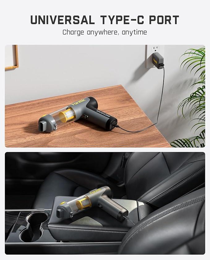 Fanttik Slim V9 Mix Car Vacuum, 4 in 1 Handheld Air Duster, 12000PA Suction Power with Smart LED Display, Cordless Portable Mini Keyboard Vacuum for Car Interior, Office Desk - NeatNest