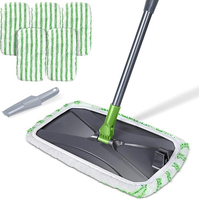 MASTERTOP Dust Mop for Hardwood Floors, Extra Large Microfiber Flat Mop with 5 Wet & Dry Reusable Pads, Hardwood Mops with Telescopic Handle for Laminate, Tile, Vinyl - NeatNest