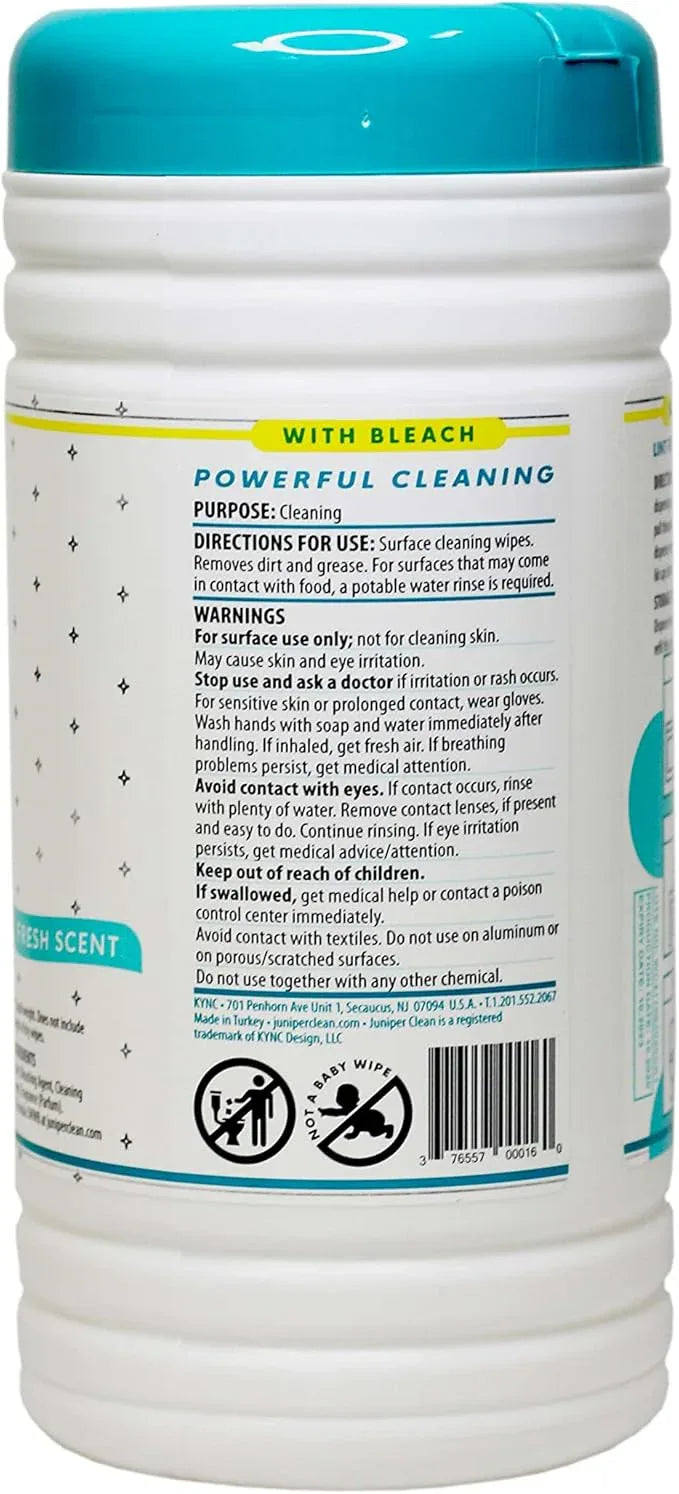 1 Pack Surface Cleaning Wipes with Bleach, All-Purpose Cleaner for Bathroom, Kitchen, Office, 75 Count Canister, 7.5" x 7" Sheet, Fresh Scent, Lint Free & Durable - NeatNest