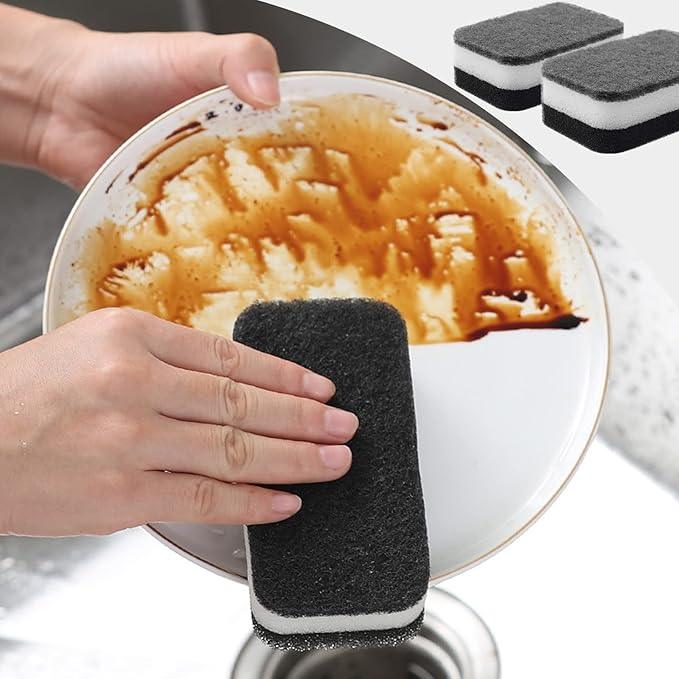 Kitchen Dishwashing Sponge Individually Wrapped Sponges, Bulk Non Scratch Scouring Pad Odor-Free Dish Sponges for Washing Dishes Wipes for Household Cleaning Dishes Travel Apartments (Black- 36 Pack) - NeatNest