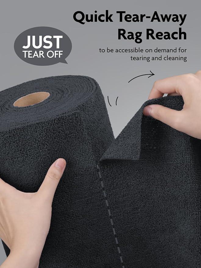 Fantasticlean Microfiber Cleaning Cloth Roll -75 Pack, Tear Away Microfiber Towels, 12" x 12", Reusable, Washable, Scratch Free, Ultra Absorbent for Car, Home Supplies (DimGray) - NeatNest