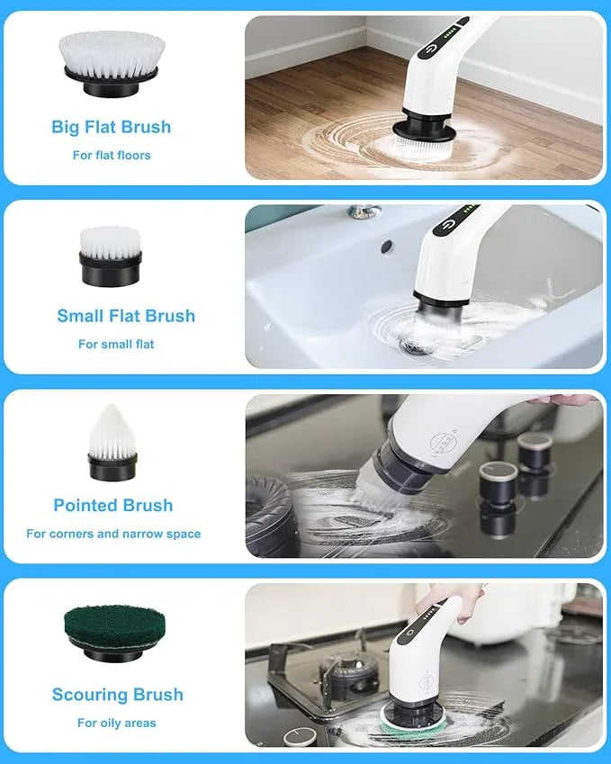 Leebein Electric Spin Scrubber, Cordless Cleaning Brush with 8 Replaceable Brush Heads, Tub and Floor Tile 360 Power Scrubber Dual Speed with Adjustable & Detachable Handle for Bathroom Kitchen Car - NeatNest