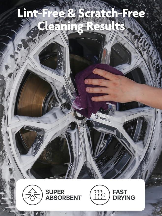 Fantasticlean Microfiber Cleaning Cloth Roll -75 Pack, Tear Away Microfiber Towels, 12" x 12", Reusable, Washable, Scratch Free, Ultra Absorbent for Car, Home Supplies (Dark Purple) - NeatNest